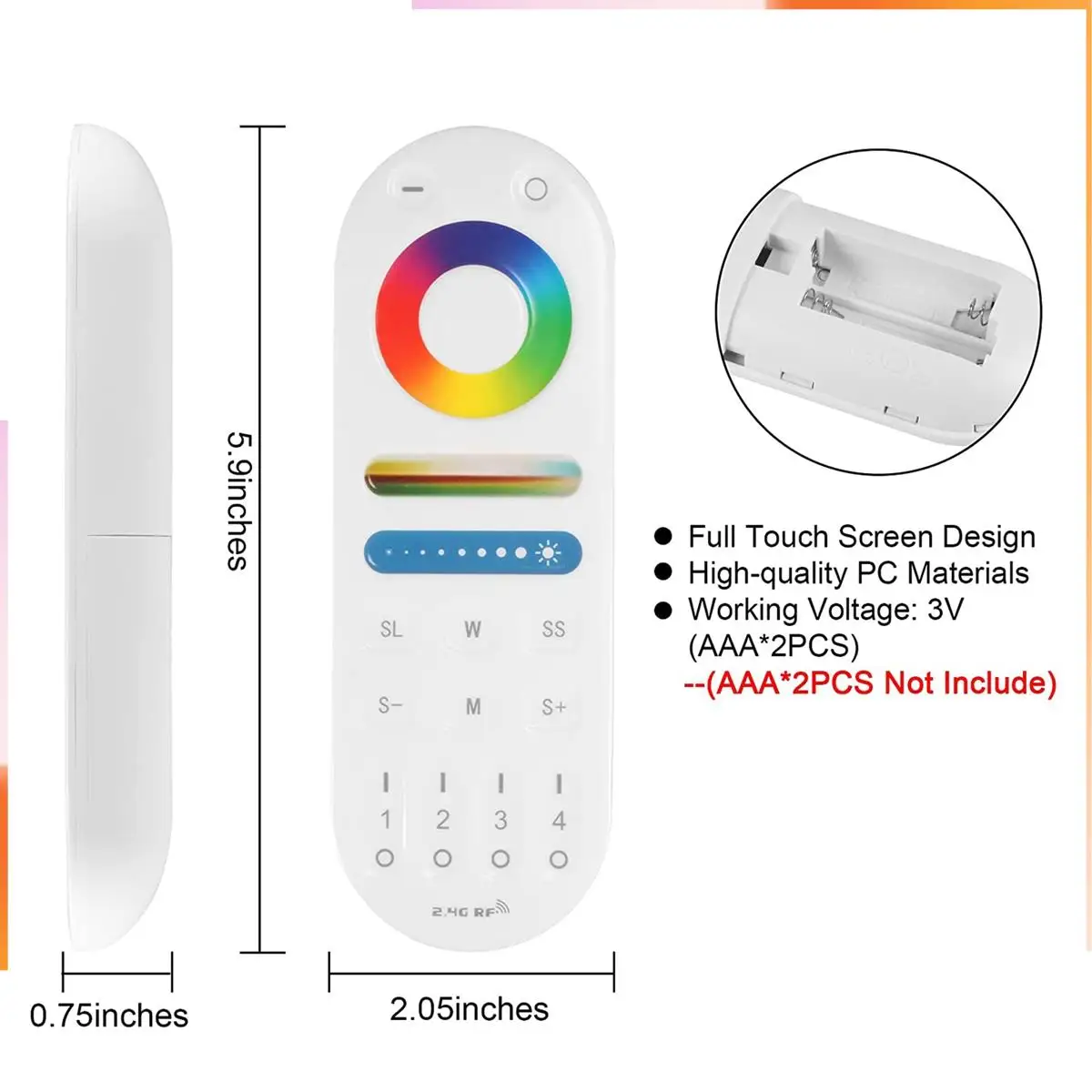 A92Z LM091 4-Zone 2.4G RF Remote Control Kompatibel dengan RGBW CCT RGB LED Pengendali Peredupan Layar Sentuh 4 Saluran