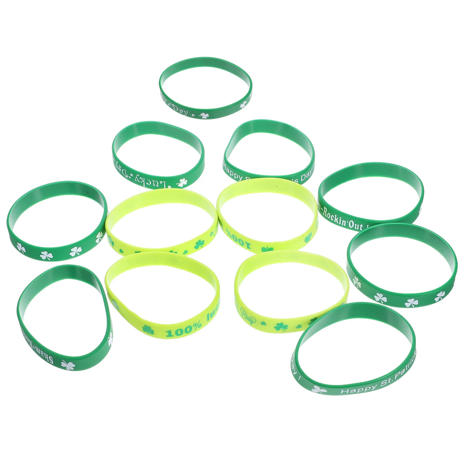 

12Pcs Shamrock Silicone Bracelets Soft St Patrick's Day Wristbands Party Festival Accessories St Patrick' Day Bracelet