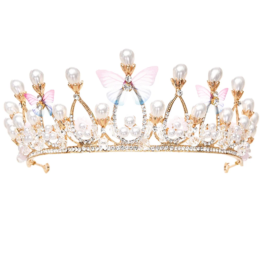 

Beaded Kids Headdress Children Princess Tiara Wedding Hair Decor Bridal Tiara Alloy Crown Fashionable Female Crown Creative Hair