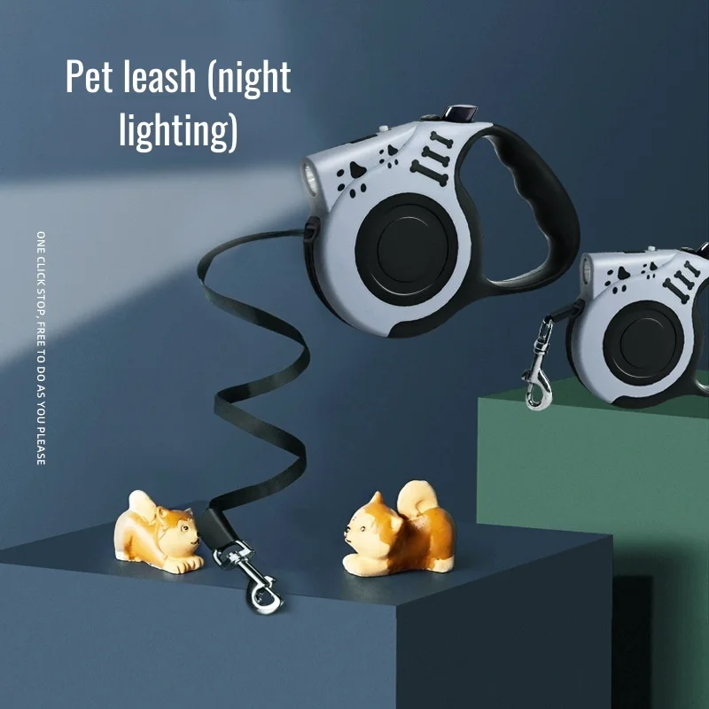 Haustierleine USB mit Licht Einzelkopf Haustier explosionsgeschützte automatische einziehbare Hundeleine LED leuchtende führende Lichtgurte für
