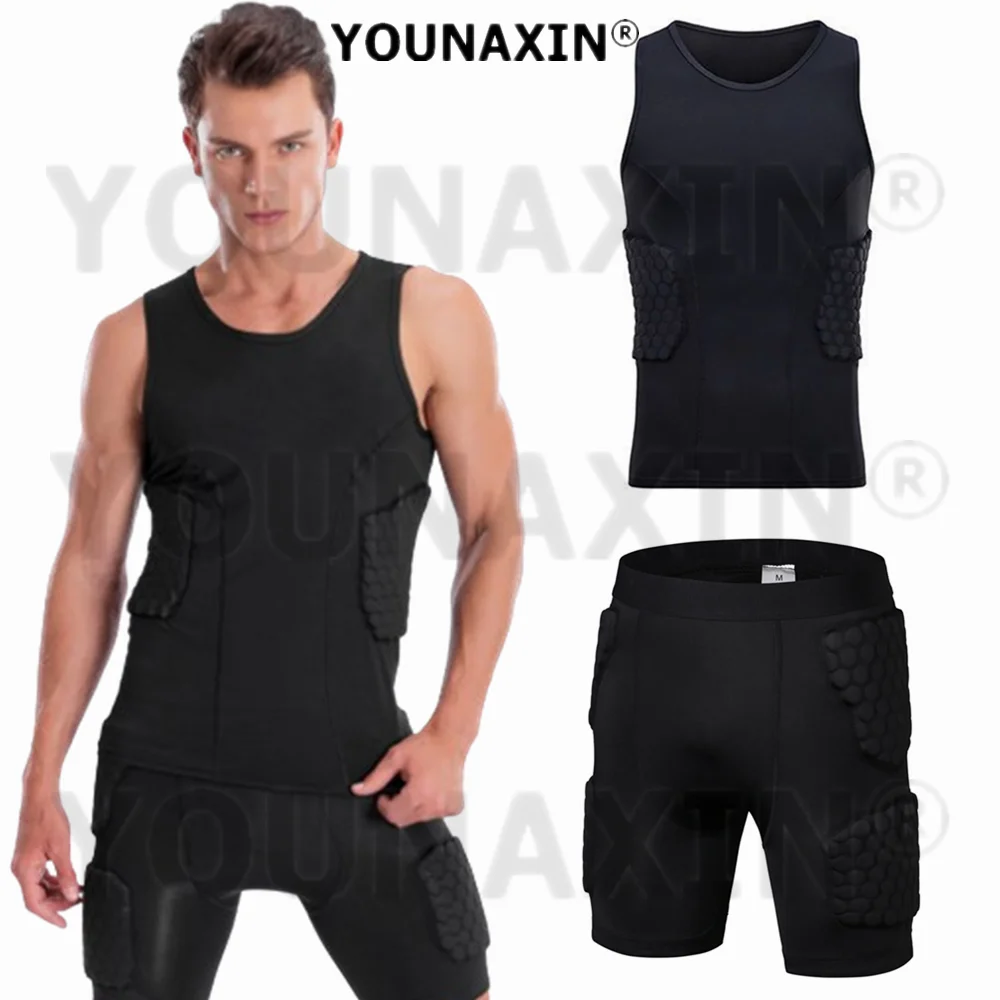 

Unisex Black Basketball Shorts Football Bottoms Tank Cycling Sports Top Anti-collision Breathable Elastic Vest M L XL 2XL 3XL