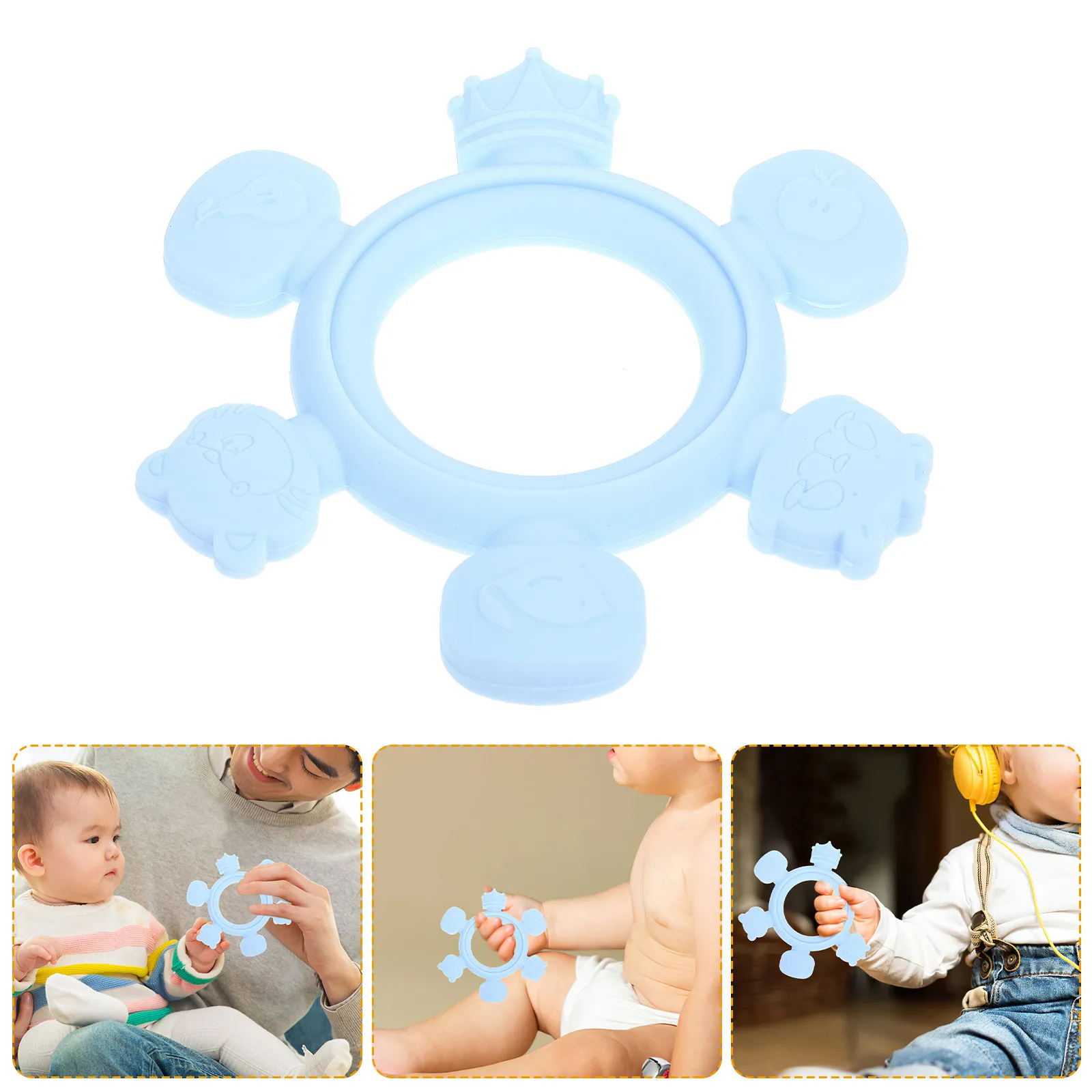 

Силиконовый прорезыватель для младенцев, легкий, для координации движений рук и облегчения дискомфорта, подходит для детей 6-12 месяцев.