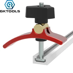 GKTOOLS-Mini abrazadera de placa de presión para trabajar la madera, herramienta de carpintería tipo 19/20, aluminio, ranura en T, pista deslizante, accesorios