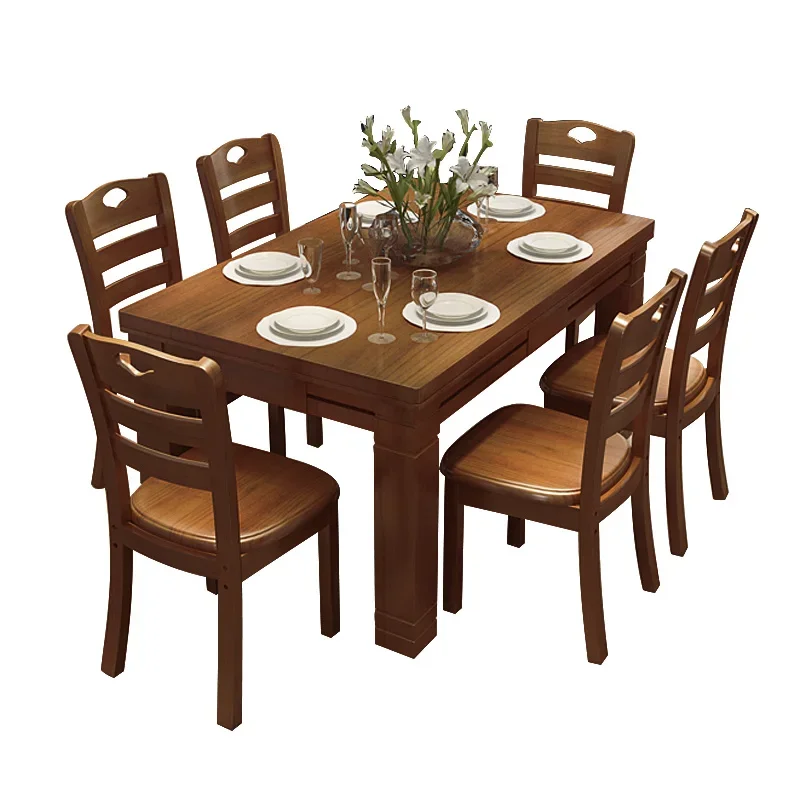 

Solid wood dining table rectangular eating table, small apartment dining table and chair combination