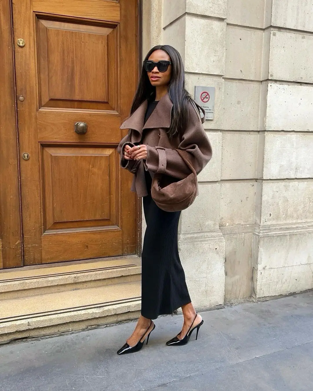 Solid Brown Women Lapel Wool Overcoat Fashion Long Sleeve Double Breasted Coat 2025 Autumn High Street Commute Loose Outerwears