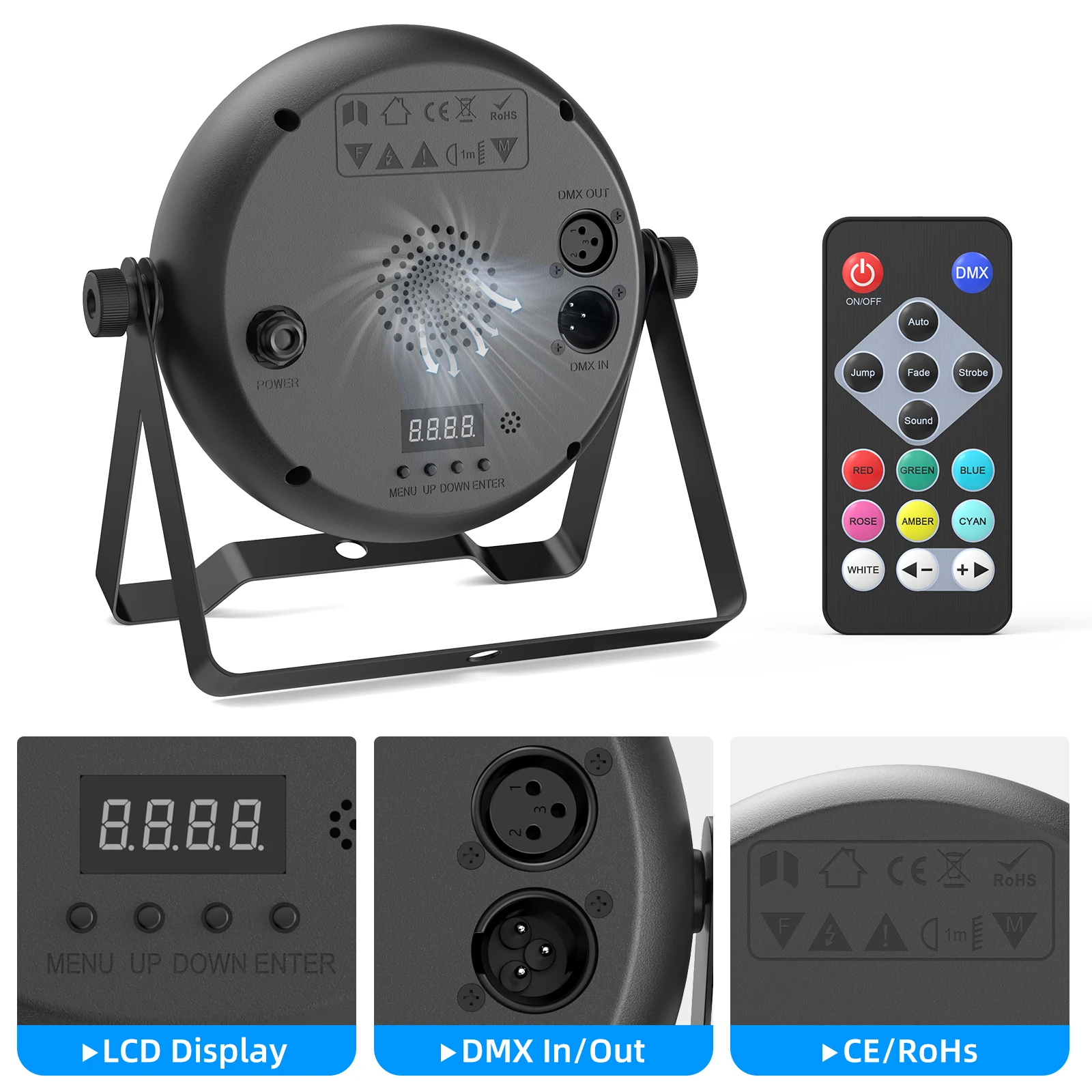 U`King 8Pcs 40W LED Par Lights With Remote Control 9x4W RGBW LED Stage Lights DMX DJ Light For Wedding Party Concert Church