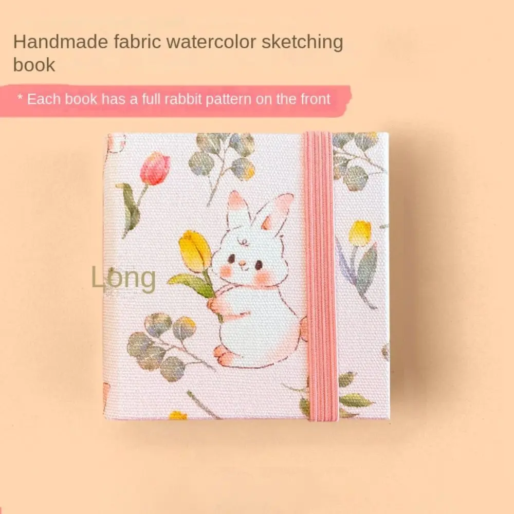 Flower Mini Fabric Watercolor Book Paper Pad Colorful Watercolor Sketchbook 20 Sheets Square Mini Watercolor Painting Book