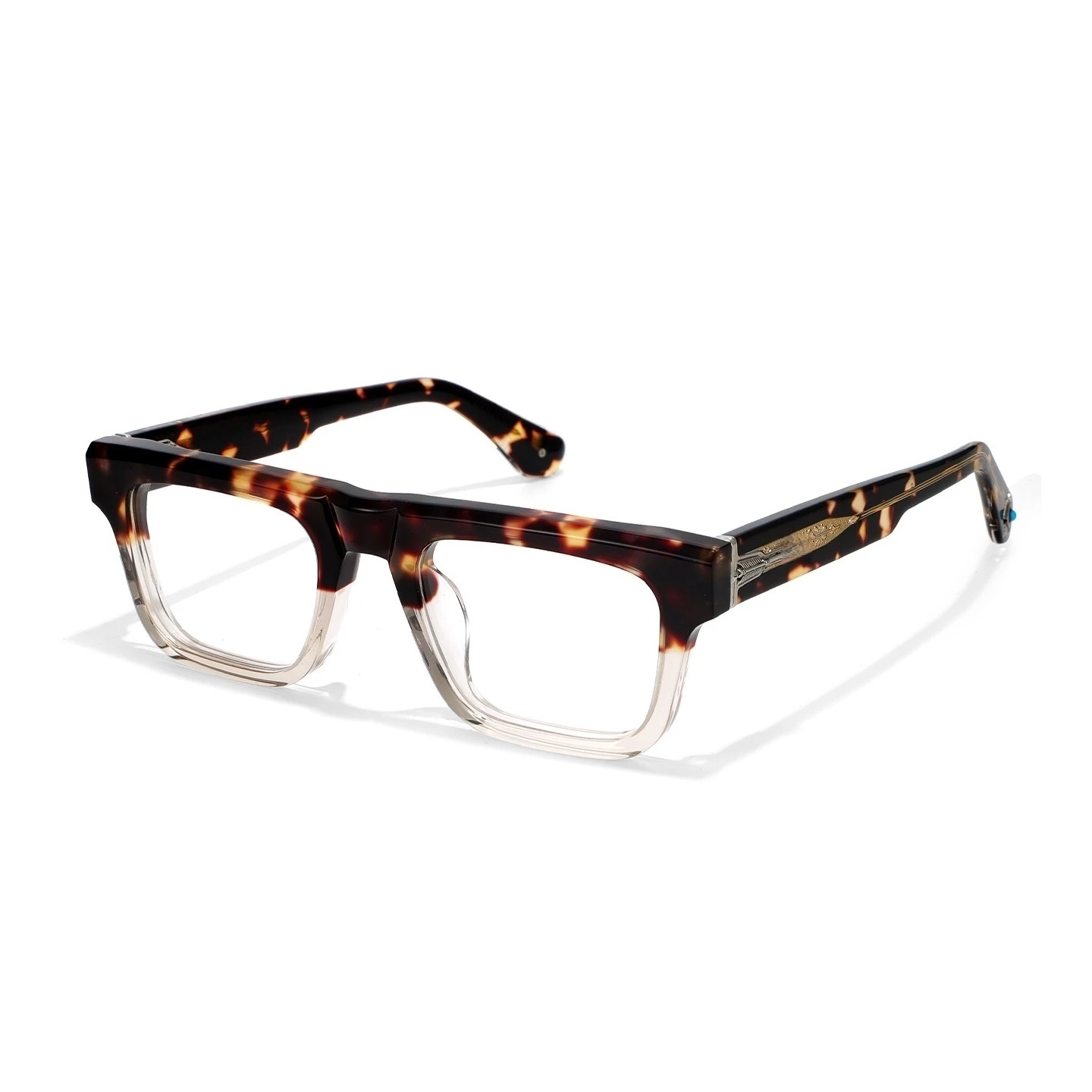 LARAMIE Man Woman Sunglasses Chunky Two-Tone Square Shades Tortoise Crystal Frame Metal Decor Temples Street Eyewear