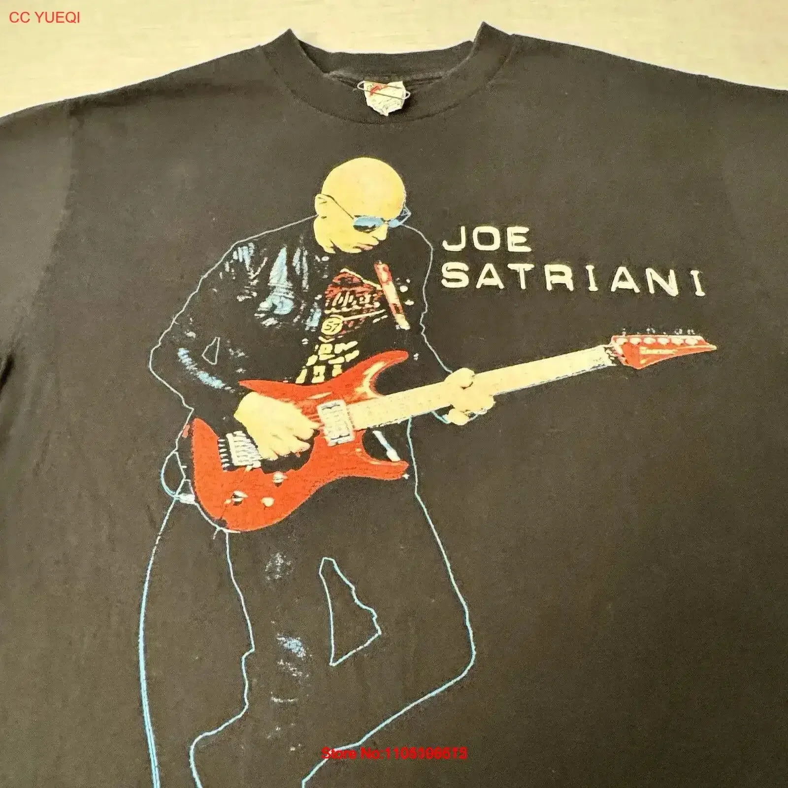 Joe Satriani Guitar T Shirt Size M Medium Blues Rock Greg Kihn Deep Purple vintage Washed Unisex fashion Slightly Versatile