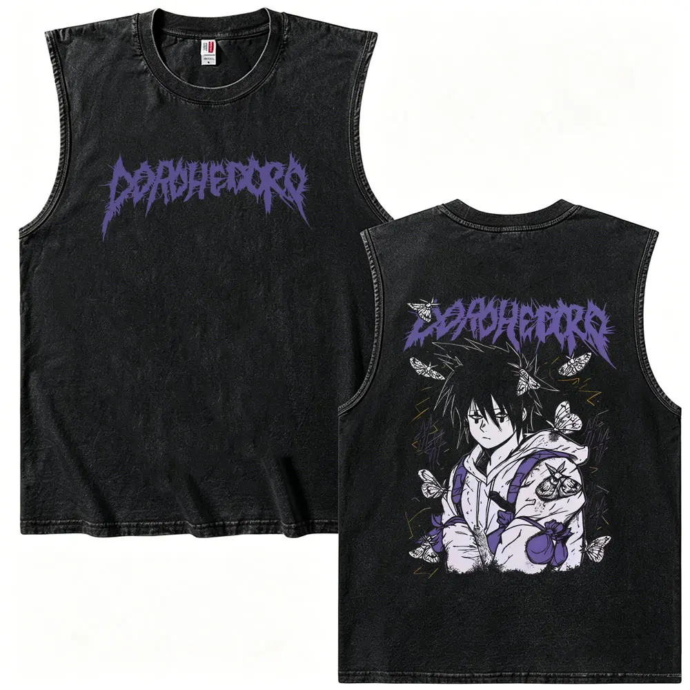 

Anime Dorohedoro Kaiman Vintage Washed Tank Tops Men Women Manga Graphic T Shirt Unisex Gothic Rock Oversized Sleeveless T-shirt