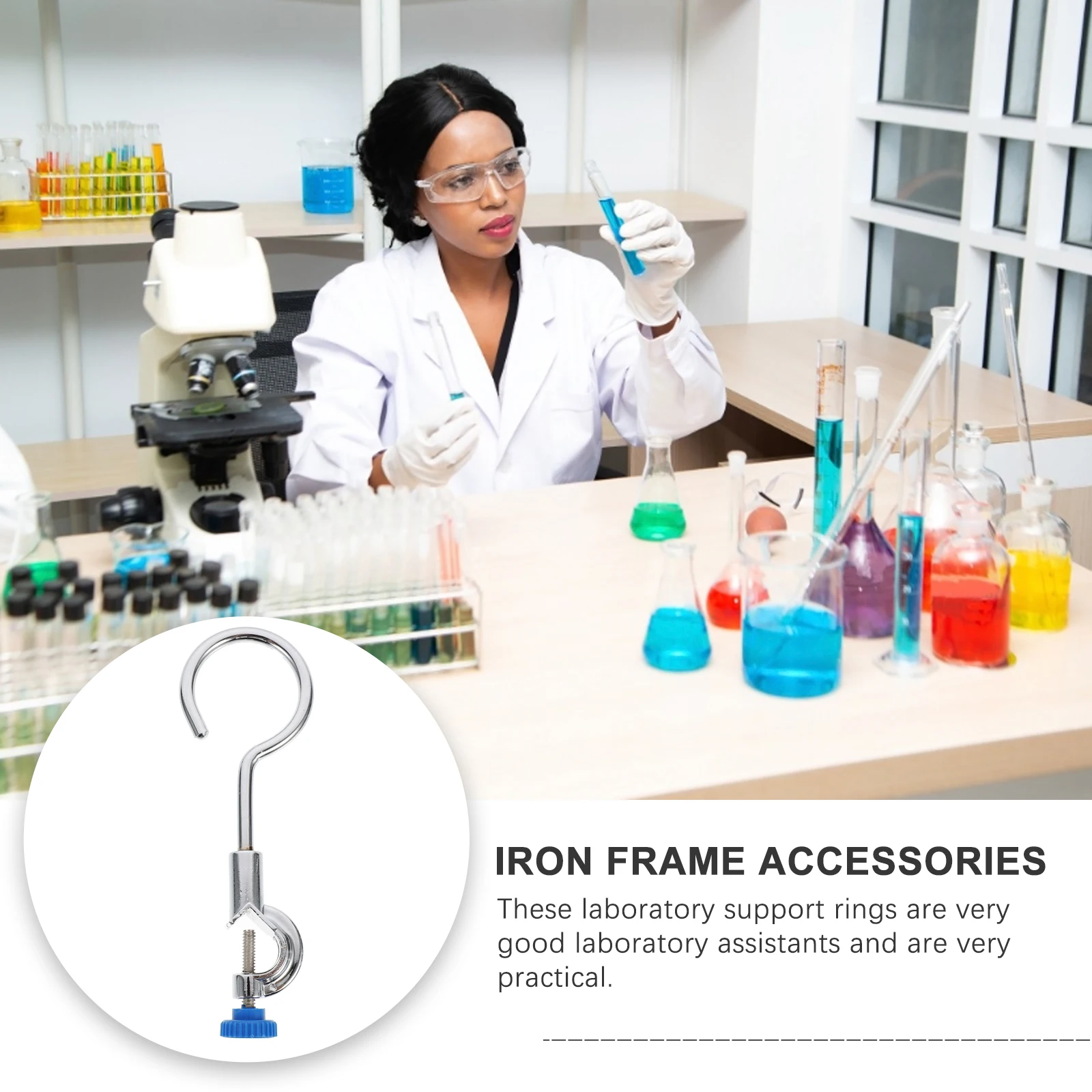 

1pc Laboratory Retort Stand Flask Beaker Frame Iron Assistant Acid Alkali Resistant Various Sizes Open Clamps