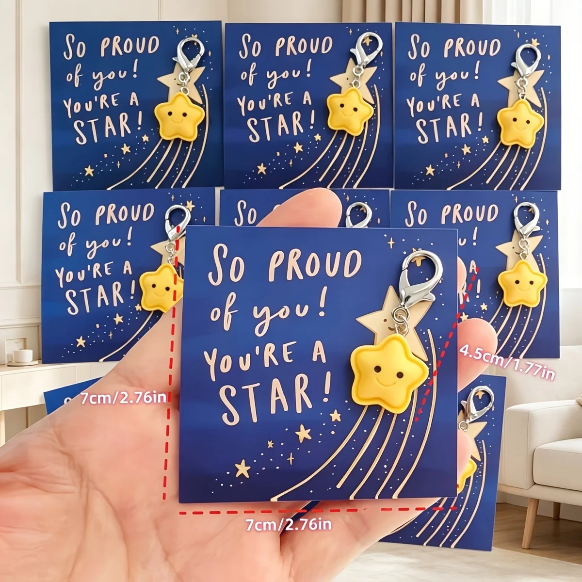 10Sets Adorable Star-shaped Keychain Combinations,Paired with Encouragement Cards.Party Favors with a 