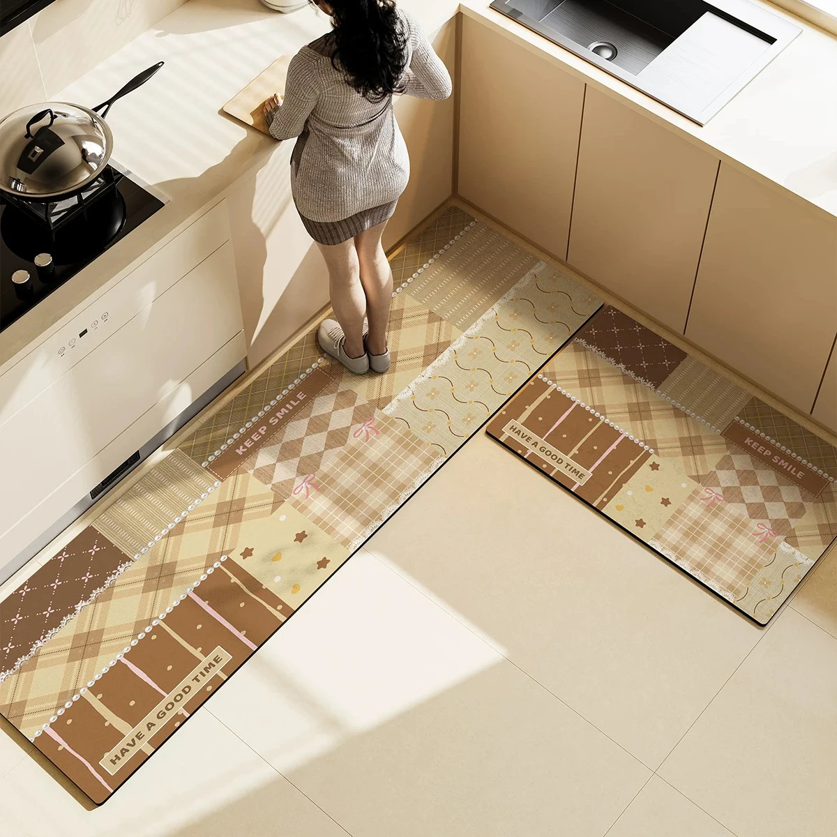 Cartoon Creative Design Kitchen Floor Mat Long Non-slip Rug PVC Leather Washable Carpet Oil-proof Dirty Resistant Rugs 주방매트 바닥매트