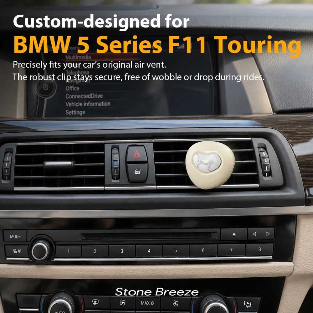 For BMW 5 Series F11 Touring Natural Gemstone Car Air Freshener Vent Clip Luxury Perfume Diffuser Refillable Interior Ornament