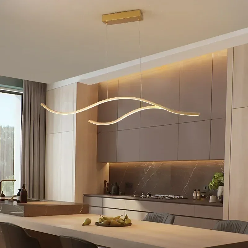Modern Strip Dining Room Pendant Lamps Interior Home Decor Lustre Living Room Kitchen Bar Light Bedroom LED Ceiling Chandelier