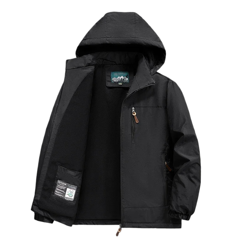 New Male Autumn Winter Thicken Jacket Hooded Detachable Outdoor Mountaineering Windproof Down Jacket Fleece Fashion Loose Coat