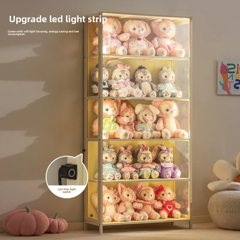 Figure Display Cabinet with Light Cabinet Transparent  Display Cabinet Household Model Display Cabinet Toy Display Rack