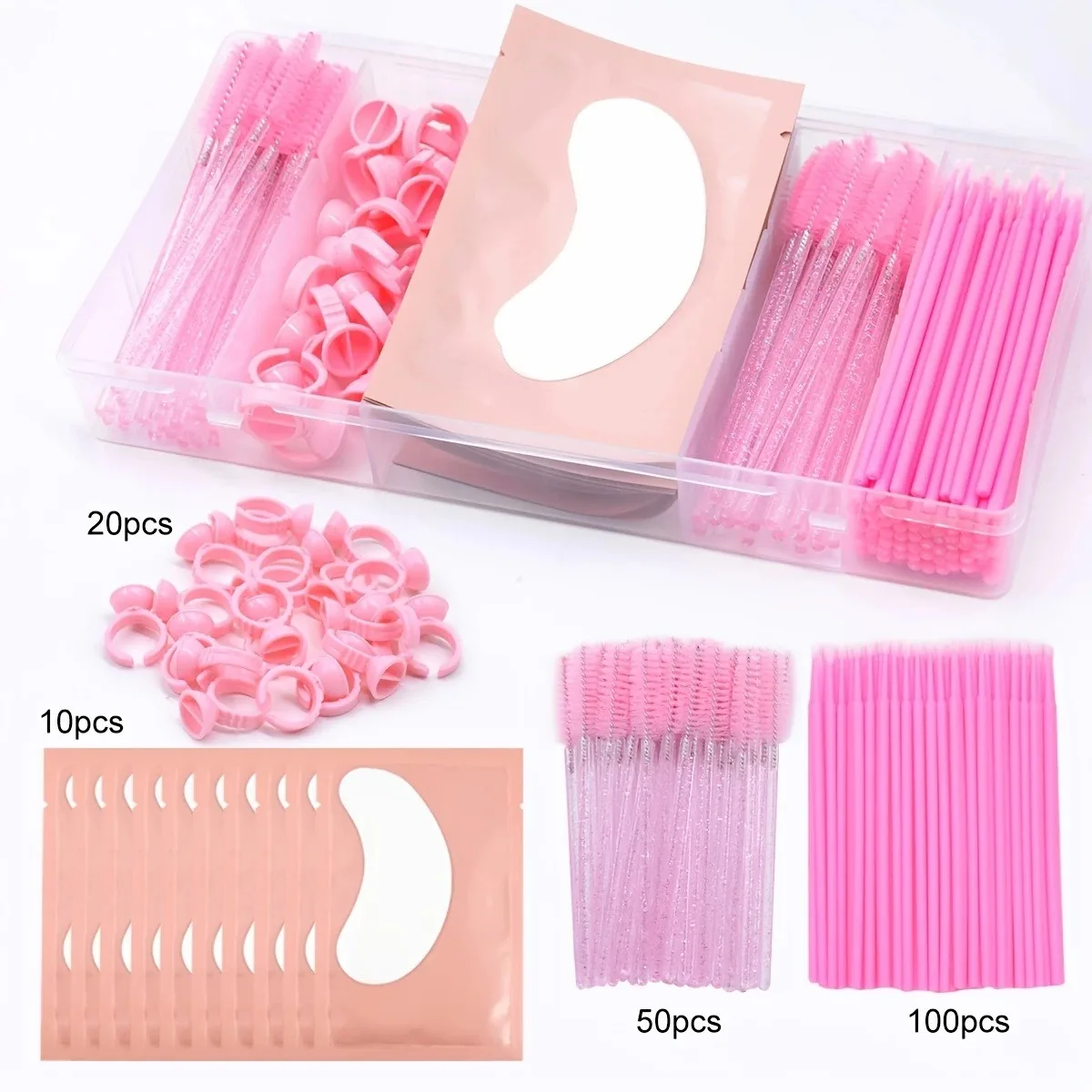 กล่องเก็บอุปกรณ์แต่งหน้าแบบใส มีฝาปิด รูปทรงสี่เหลี่ยมผืนผ้า สำหรับเก็บกาว แหนบต่อขนตา 5 ช่อง จัดระเบียบเครื่องสำอาง