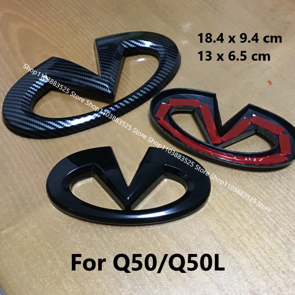 

ABS глянцевый значок из углеродного волокна, передняя эмблема, значок на задний багажник, наклейка для Infiniti Q50 Q50L, модифицированные аксессуары