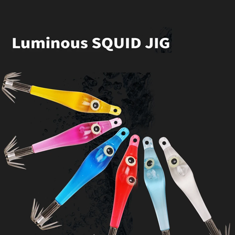 

2Pcs Luminous Squid Jig Bait 5cm 2g Glow-in-the-Dark Floating Octopus Lure with Cotton Silk Skirt for Night Fishing