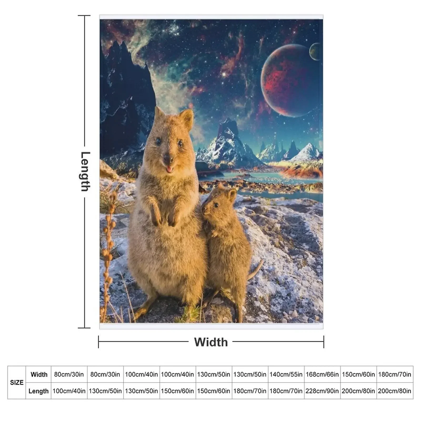 Happy Quokka Trip to Space Throw Blanket Personalized Gift decorative Single Furry Hair Plaid on the sofa Blankets