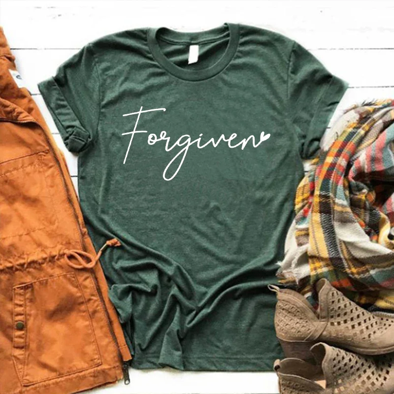 Forgiven Tshirt Christian Shirt Religious Gift Inspirational T-shirt Jesus Shirt Religious Shirt God Women Clothing Harajuku m