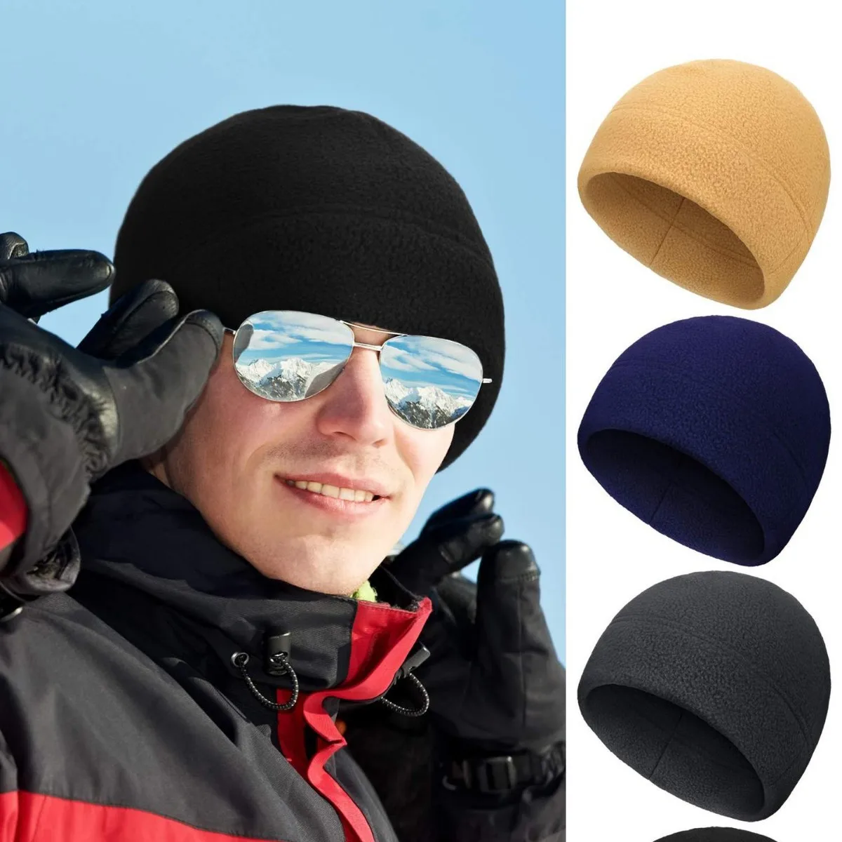 1 قطعة قبعة الجمجمة الشتوية الدافئة لينة القطبية الصوف قبعة سميكة يندبروف قبعة في الهواء الطلق قبعة قبعة تزلج للجنسين مناسبة للجنسين