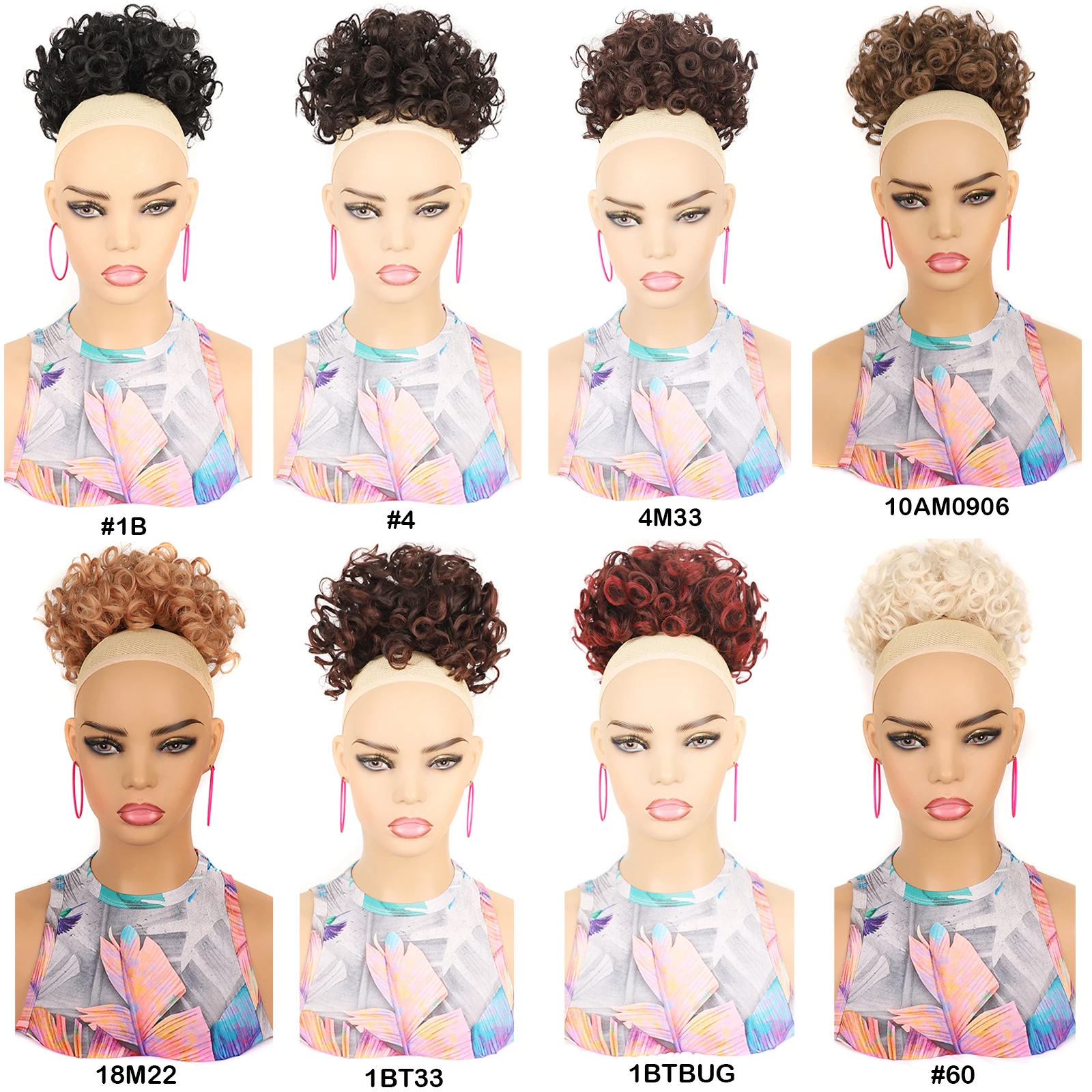 Zolin الأفرو نفخة مجعد الشعر Updos Chignon قصيرة ذيل حصان الشعر التمديد الرباط كعكة الشعر الأسود الاصطناعية قطع الشعر للنساء #2