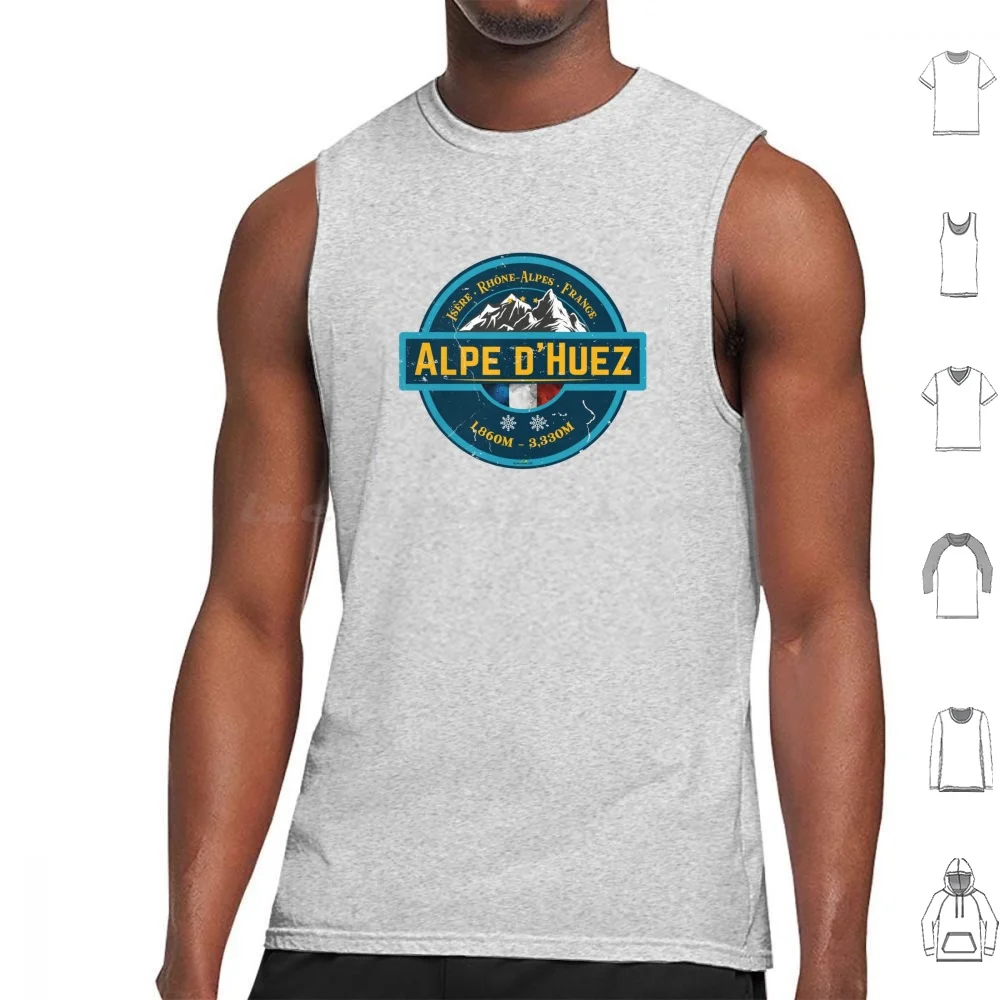 Alpe D'huez Ski France Skiing Alps Sticker 02 Tank Tops Print Cotton Alpe Dhuez Alp Dhuez La Thuile Val Disère