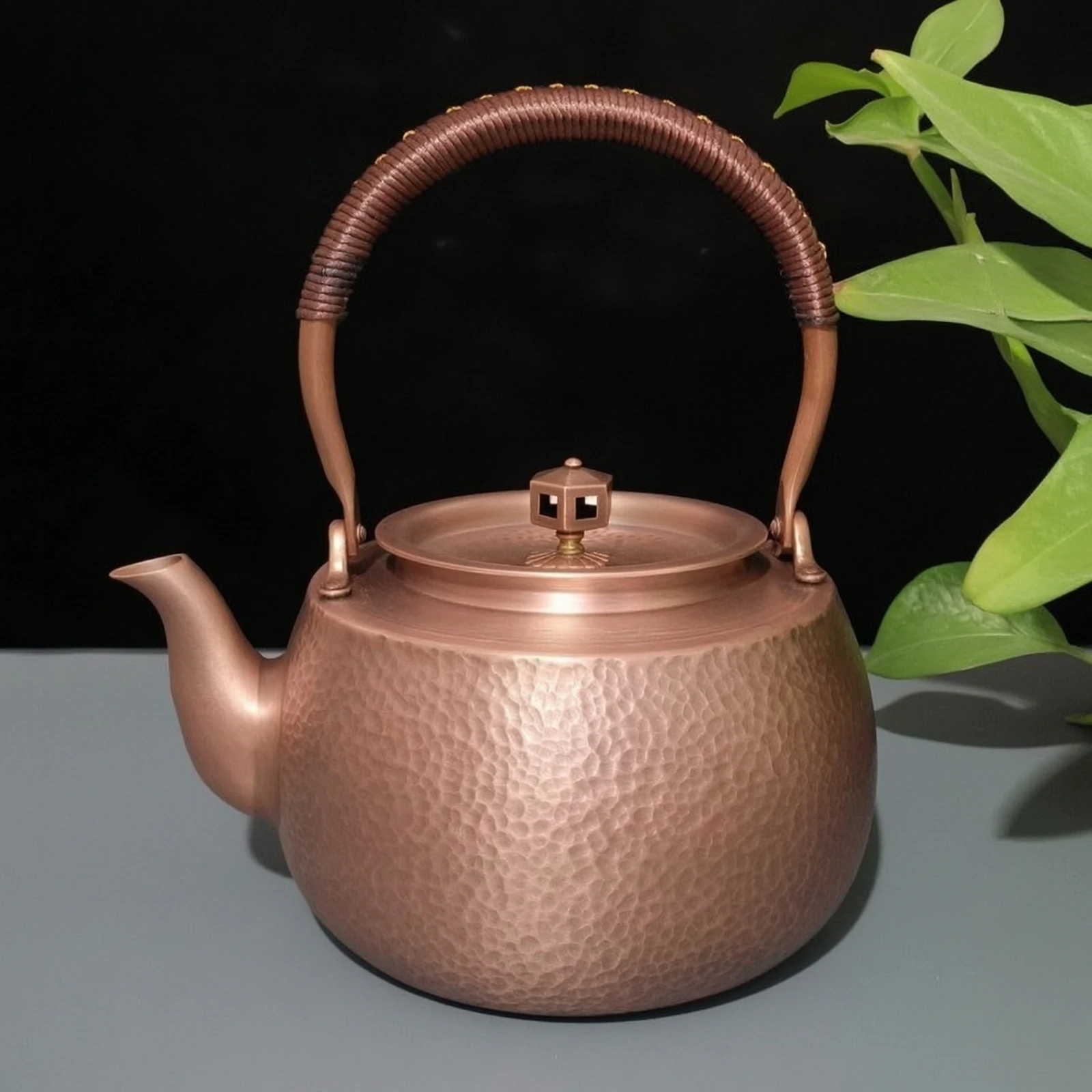 Tea Kettle Traditional Copper Kettle Copper Nonnon-Spill Teapot Long-Lasting for Collectors, Kitchen Decor