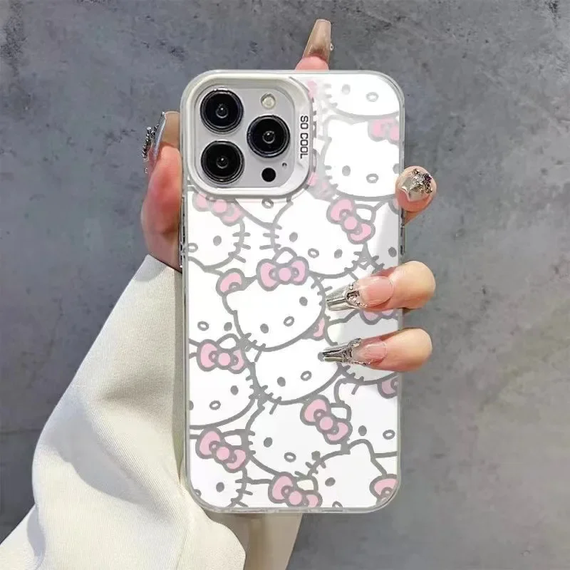 Sanrio Full Screen Hello Kitty Is Suitable for Apple 14 Pro Phone Case Iphone 15 Promax Cute Niche Soft Girl Soft Shell