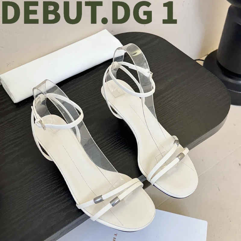 Minimalist Double Strap Heeled Sandals Genuine Leather Sole Summer Open Toe Lace-Up Sandals for Women