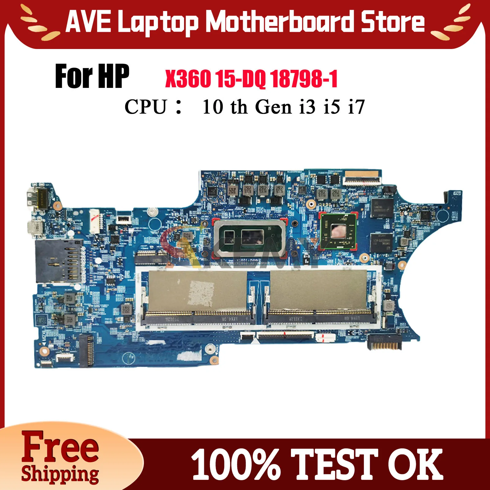 

18798-1 для ноутбука HP Envy X360 15-DQ, материнская плата с процессором i5 i7 10-го поколения L50974-601 L72027-601 DDR4, 100% полностью протестировано