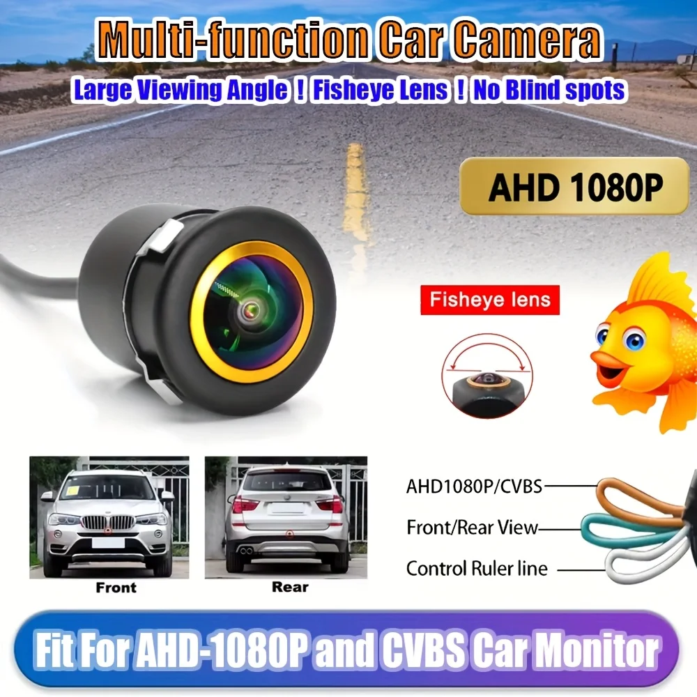 

170° Wide Angle Car Multi-function Camera Night Vision AHD-1080P & CVBS Front/Rear/Left/Right View Backup Camera for Vehicles