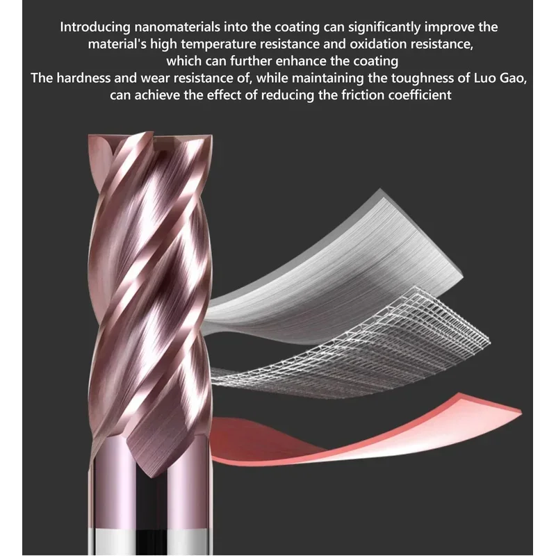CNC Carbide Alloy End Mill 4 Flute Metal Steel Machining Tool Router Bit 4 6 8 12 Shank HRC62 CNC Tungsten Milling Cutter tools