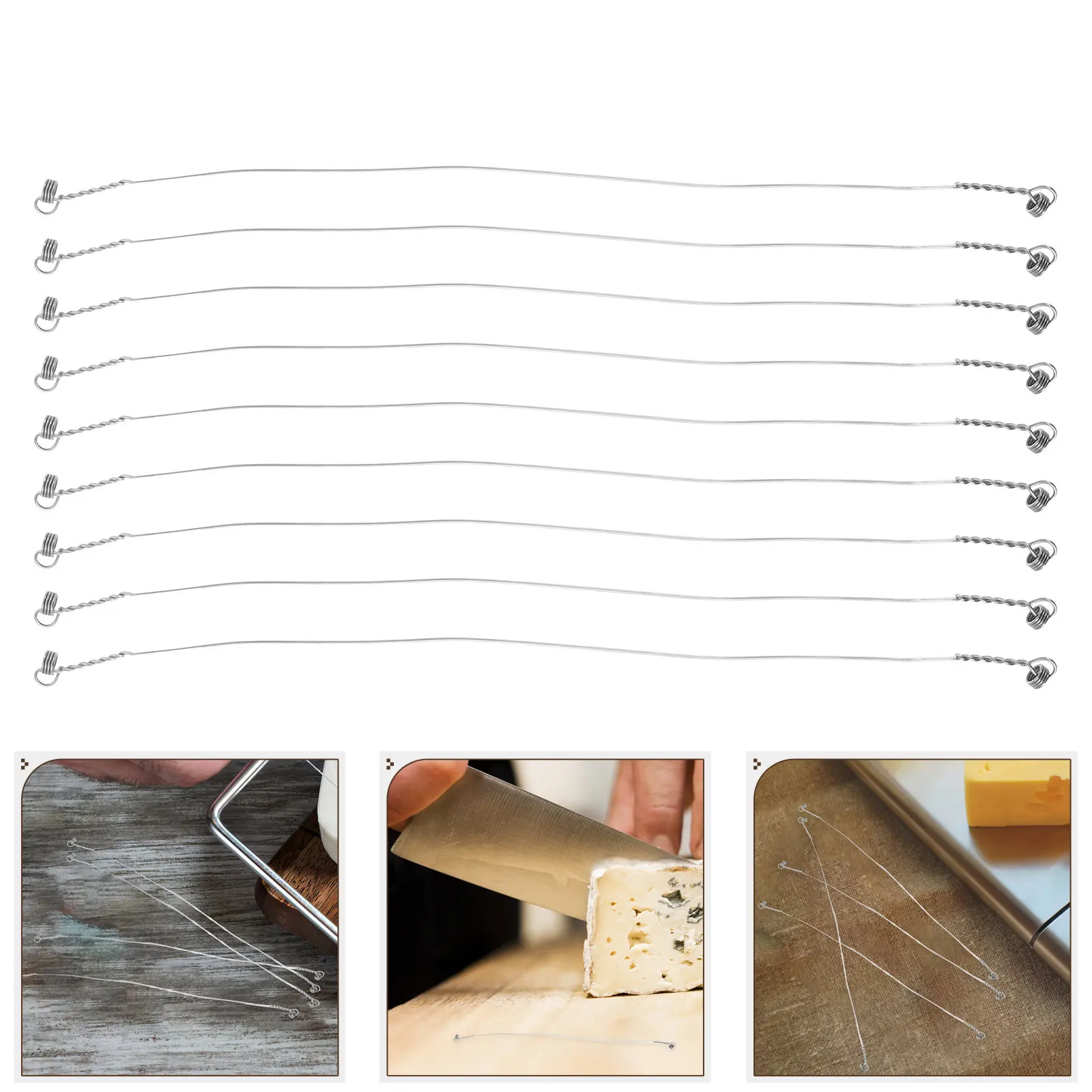 

10Pcs Replacement Cutting Wire for Cheese Slicer Stainless Steel Precision Line Compatible with 7 Inch Rack Multi-Use Kitchen