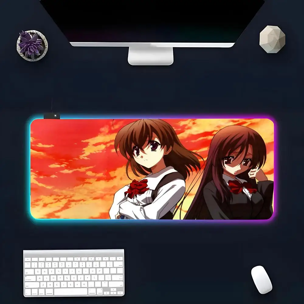 Imagem -06 - Anime Jogo Rgb Brilho Mousepad S-escola Dias K-kokoha Sekai Custom pc Table Mat Game Player Dedicado Led Personality Picture