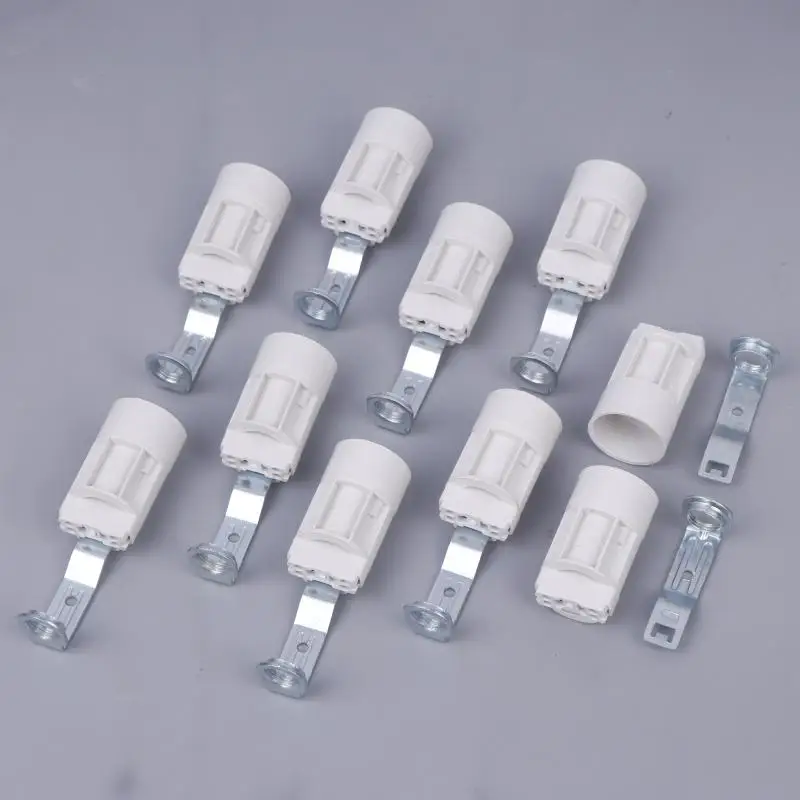 

10 Pcs Candelabra Socket E14 Bracket Lamp Holder Lighting Base Zinc Alloy Sockets Bulb Holder With Bracket For Crystal Lamps