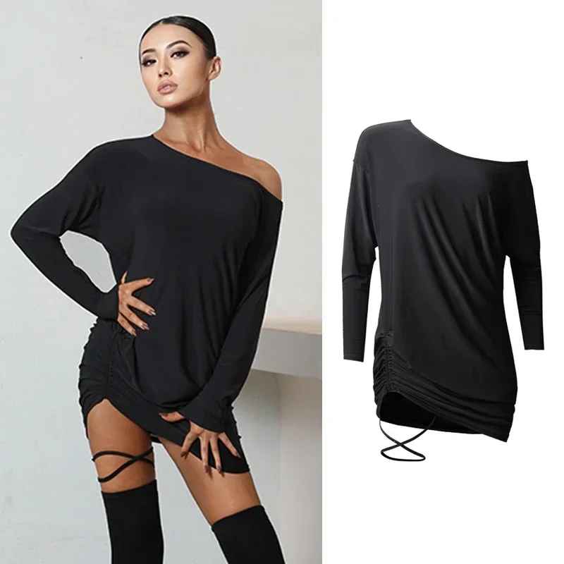 

Latin Dance Dress Female Adult Sexy Backless Shirts Loose Tops Tango Salsa Cha Cha Samba Rumba Dancing Practice Wear DNV12925
