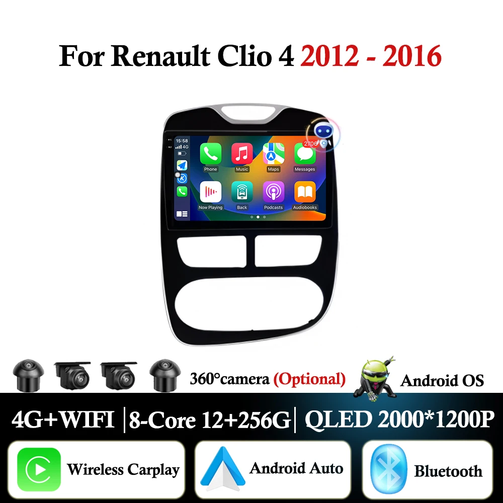 10'' For Renault Clio 4 2012 - 2016 Carplay Car Radio Multimedia Video Player Android Auto 4G WIFI GPS Navigation DSP stereo BT