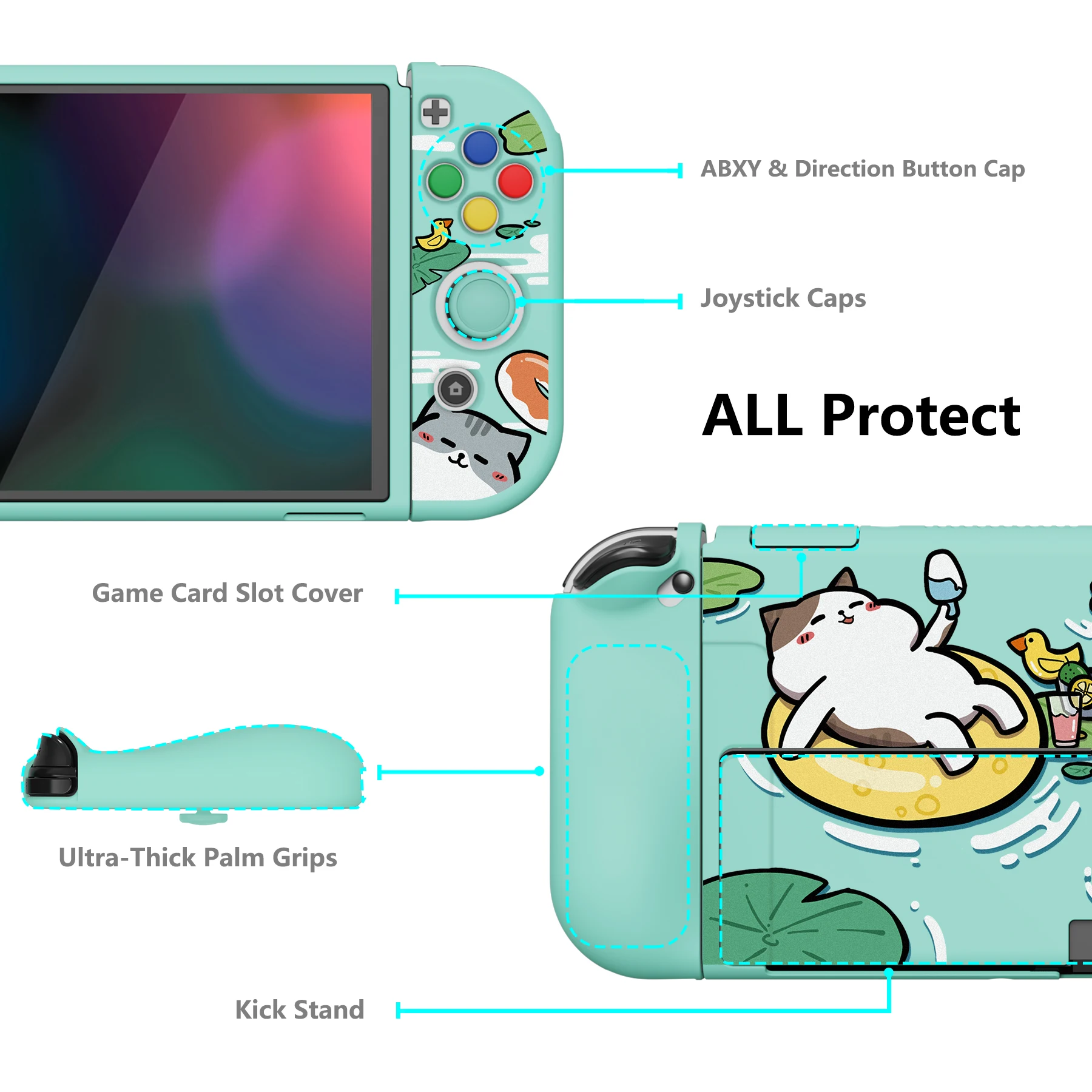 PlayVital ZealProtect-funda protectora suave con empuñaduras para el pulgar y tapas de botones de dirección para Nintendo Switch OLED