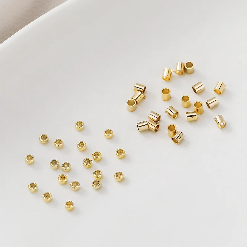 100pcs/lot 1.5/2/2.5mm 14K/18K Gold Color Plated Brass Positioning Beads for DIY Bracelet Necklace Jewelry Making Accessories