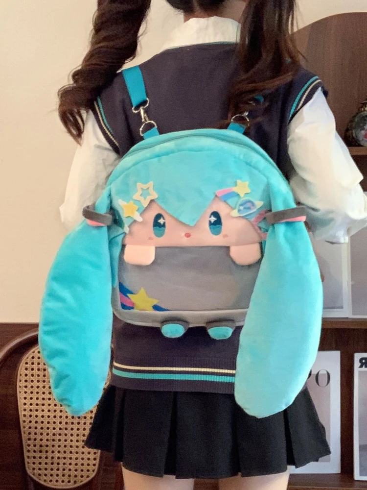 

Cute Fufu Concert Large Capaci Plu Cartoon Bapa Cosplay Double oulder Bag Slant Bag School Bag Soft Velvet Material