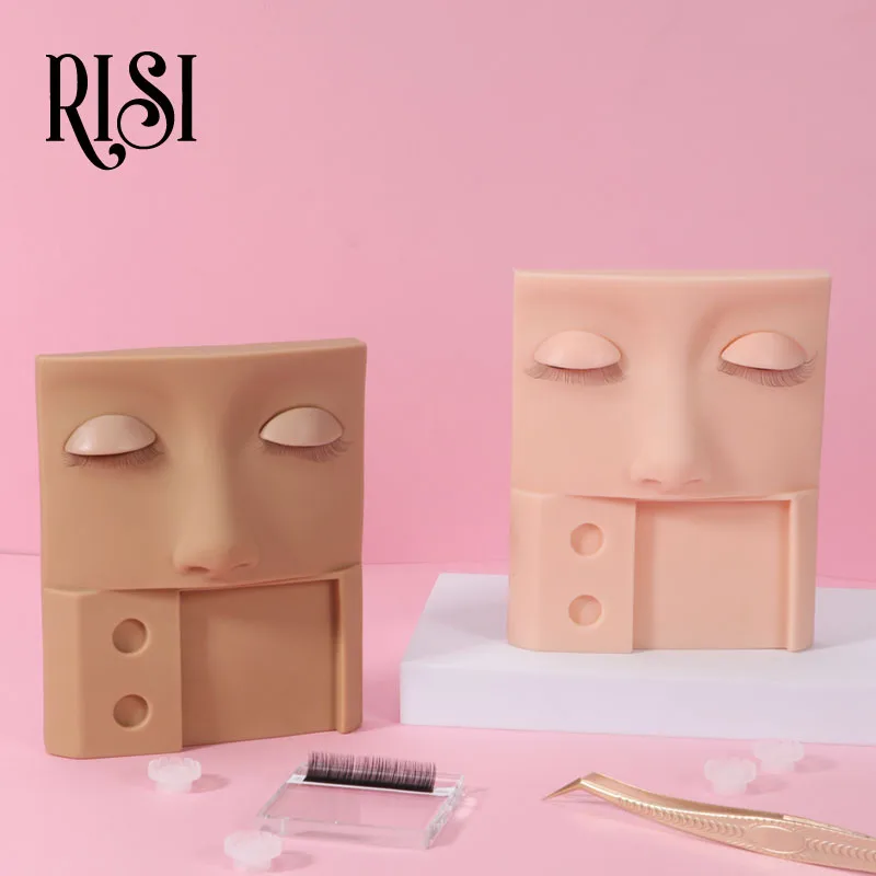 RISI Professional Mannequin Eyelash Extension With Eyelid Professional Practice Eyelash Mannequin Head For Eyelash Extension