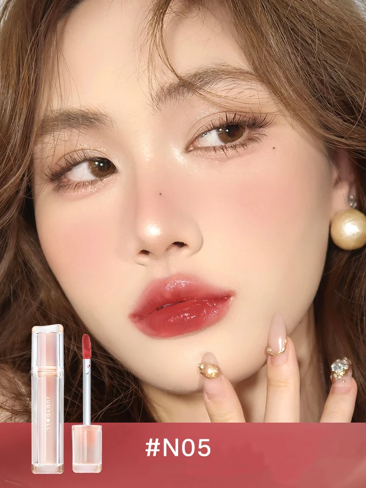 Judydoll Ice Tea Mirror Light Lip Glaze Water Lip Gloss glass jelly Liquid Lipstick Womon Beauty Makeup