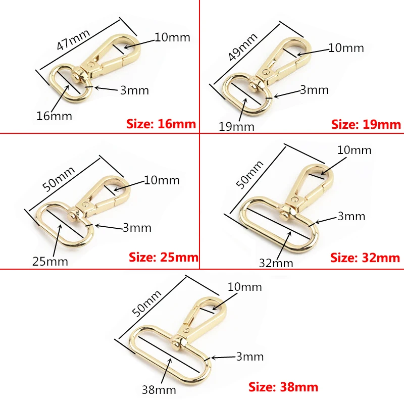 金属製のスナップフック,楕円形のクラスプ,バッグ,ベルト,ストラップ,16/19/25/32/38mm,1個