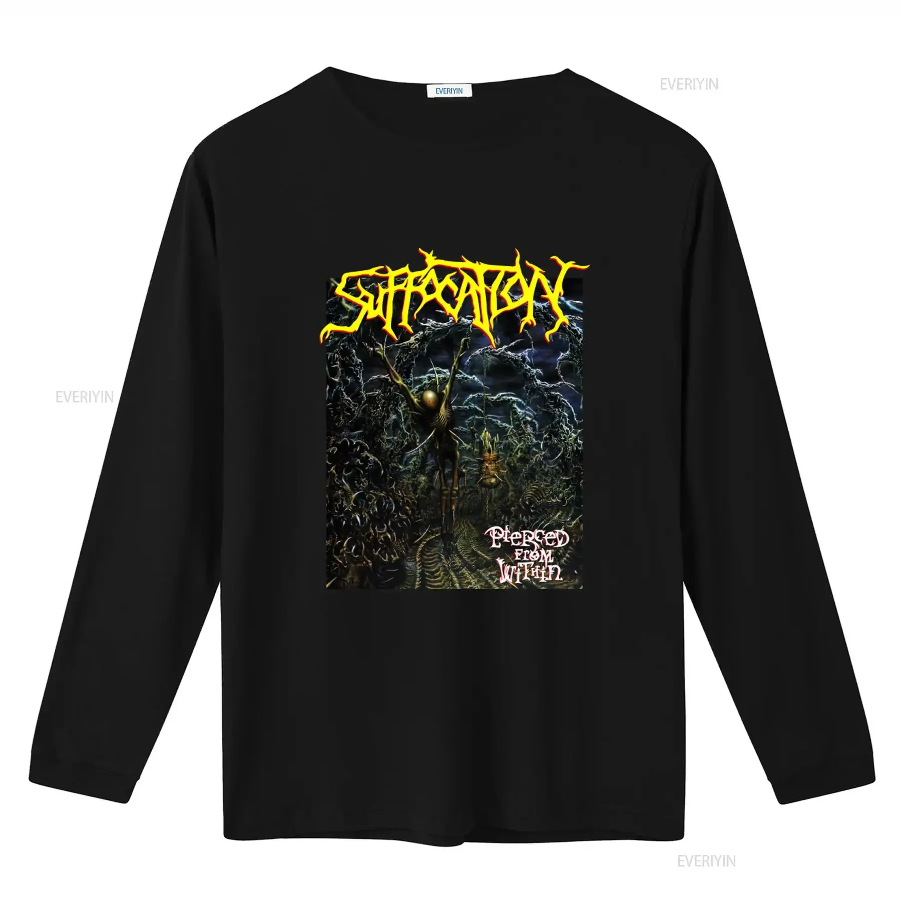 Suffocation Pierced From Within Band New Black T Shirt for Men Rock Metal Fans Fashion vintage Washed streetwear