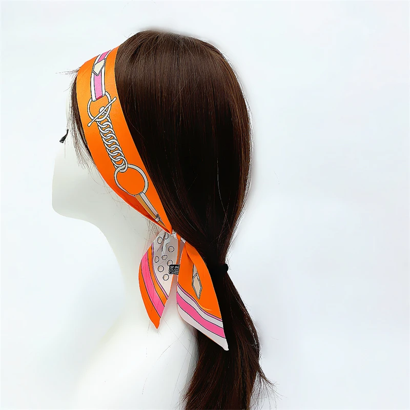 2022 Summer New Belt Dot Silk Scarf For Women Twill Print Headscarf Headband Fashion Wrap Bag Ribbon Hairband Neckerchief