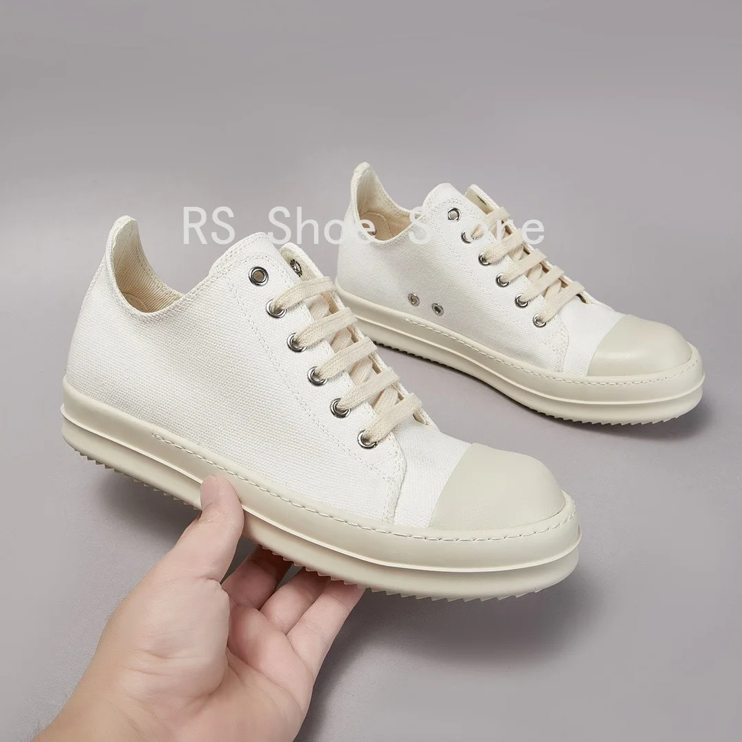 

Ro Classic Men Casual Shoes White Canvas Low Top Shoe Sneaker Thick Sole Lace Up Luxury Retro Women Sneakers