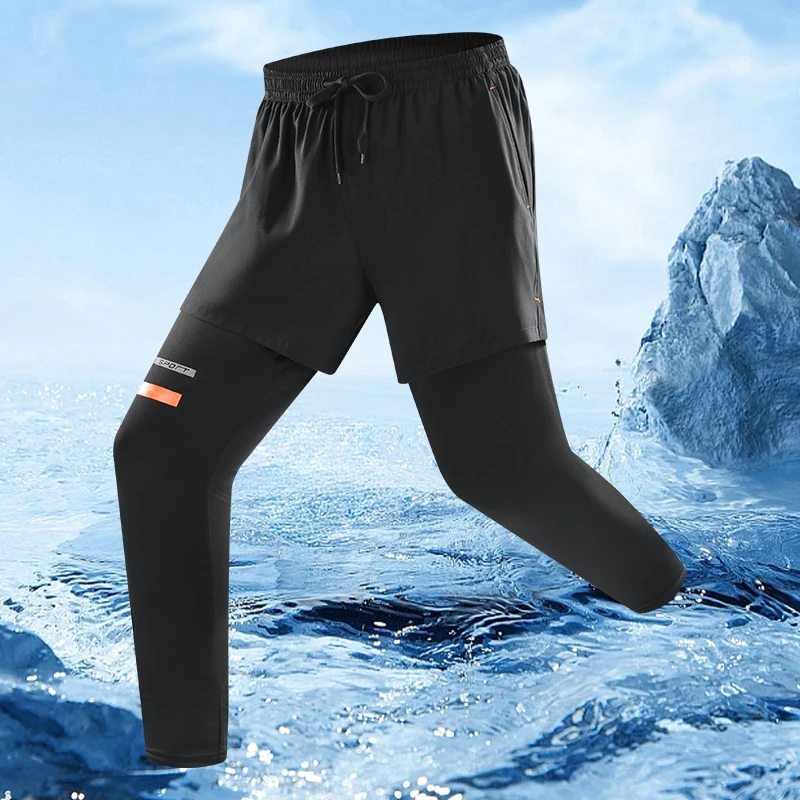 【 S-9XL 】 Fake two-piece quick drying sports pants, running fitness basketball tight and breathable men's and women's jumpsuit